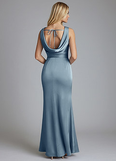 Azazie Tallie Bridesmaid Dresses Dusty Blue Mermaid Pleated Stretch Satin Dress image6