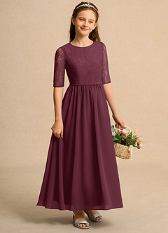 Azazie Pippin Girl vestidos de niña de las flores Vestido de Cabernet de Encaje de Corte En A image4