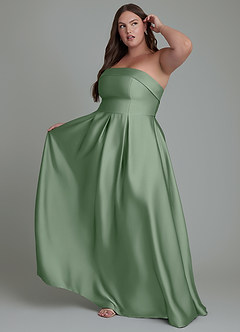 Azazie Lucienne Bridesmaid Dresses Matcha A-Line Strapless Stretch Satin Convertible Dress image9