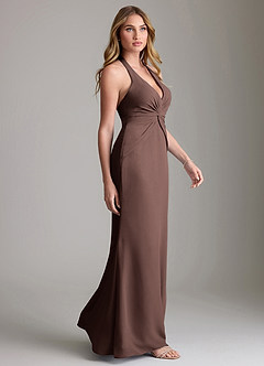 Azazie Valerie Bridesmaid Dresses Ganache Mermaid Pleated Chiffon Dress image4
