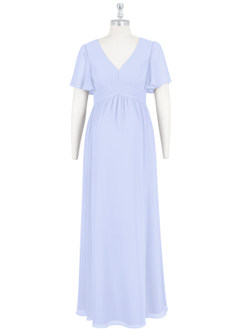 Azazie Verna Maternity Bridesmaid Dresses A-Line V-Neck Ruched Chiffon Floor-Length Dress image7