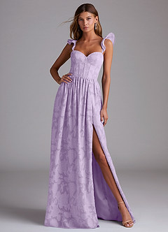 Azazie Denisse Brautjungfernkleider A-Linie Gestreift Blumen-Burnout Kleid Flieder image1