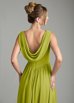 Azazie Novi Bridesmaid Dresses Lemongrass A-Line Pleated Chiffon Dress image2