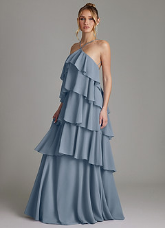 Azazie Deena Brautjungfernkleider Eine Linie Gestreift Chiffon Kleid Zwielichtviolett image5