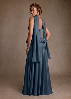 Azazie Josabeth Kleider für die Brautmutter A-Linie Plissee Chiffon Kleid Neptunblau image6