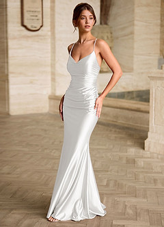 Scarlett White Backless Lace-up Mermaid Prom Dress image5