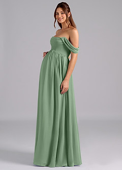 Azazie Saige Maternity Bridesmaid Dresses A-Line Pleated Chiffon Floor-Length Dress image5