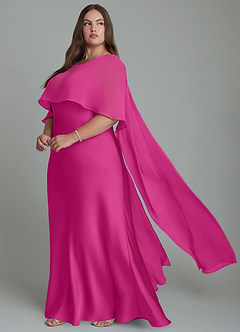 Azazie Stefania Robes de demoiselle d'honneur Robe Trapèze en Satin extensible Fuchsia image10