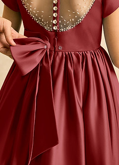 Azazie Toffee Flower Girl Klänningar Klä Balklänning i Matt satäng Rosett image7