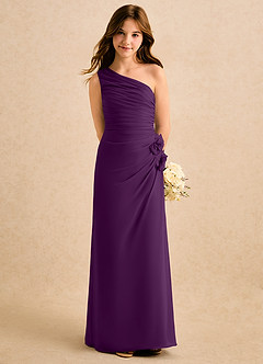 Azazie Sophie Girls Formal Jurken voor bloemenmeisjes Kolom Jurk van Chiffon One-Shoulder Druif image5