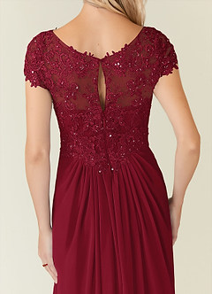Azazie Jet Kleider für die Brautmutter A-Linie Pailletten Chiffon Kleid Burgunderrot image8