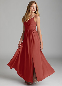 Azazie Zeya Junior Terracotta A-Line Chiffon Dress image4