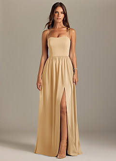 Azazie Calianna Bridesmaid Dresses Gold A-Line Off the Shoulder Stretch Satin Convertible Dress image9