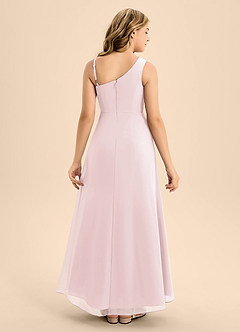 Azazie Brooke Junior Blushing Pink A-Line Side Slit Chiffon Dress image2