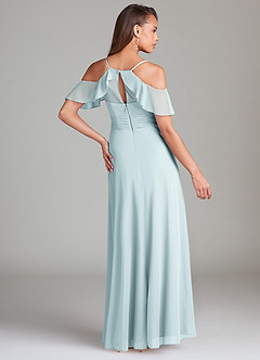 Azazie Dakota Bridesmaid Dresses Mist A-Line Off the Shoulder Mesh Dress image4