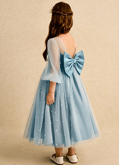 Azazie Trudy Blumenmädchenkleider Ballkleid Herzausschnitt Tüll Kleid Stimmungsvolles Blau image7