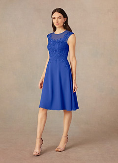 Azazie Klaus Kleider für die Brautmutter A-Linie Pailletten Schaufel Chiffon Kleid Königsblau image4