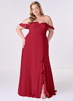 Barbie ♥ Azazie Final Sale Scarlet A-Line Off the Shoulder Chiffon Convertible Dress image6