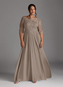 Azazie Harriet vestidos de madre de la novia Vestido de Gris Pardo de Malla de Corte En A con Encaje image9