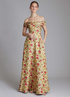 Azazie Kaliah Vestidos de damas de honor Vestido de Girasol de Brocado de Corte en A con Vestidos sin tirantes image7