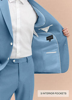 front Ethan Steel Blue Refined Weave Performance Suit