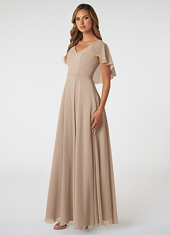 Azazie Jamie Bridesmaid Dresses Taupe A-Line Chiffon Dress image3