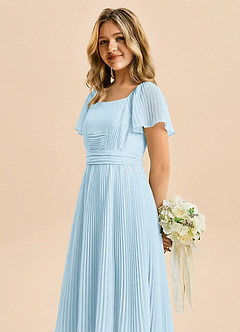 Azazie Lyra Junior Sky Blue A-Line Pleated Chiffon Dress image5