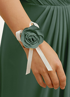 front Matching Color Matte Satin Wrist Corsage