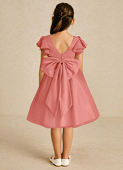 Azazie Kaeya Flower Girl Dresses Salmon Pink A-Line Bow Tulle Dress image1