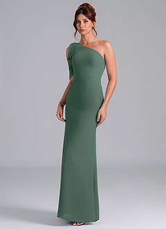 Azazie Rinna Bridesmaid Dresses Sea Moss Mermaid One Shoulder Chiffon Dress image3