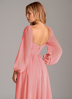 Azazie Bailee Jurken voor bruidsmeisjes Jurk van Chiffon met A-Lijn Lange mouw Koraal image2