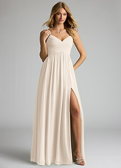 Azazie Alia Brautjungfernkleider A-Linie Plissee Chiffon Kleid Alabaster Weiß image4