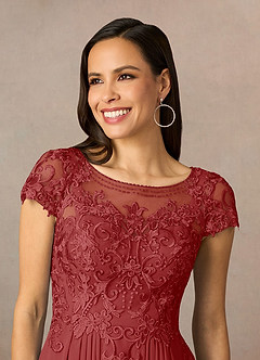 Azazie Lunda Mother of the Bride Dresses Rust A-Line Lace Chiffon Dress image3