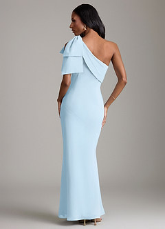 Azazie Yuanna Bridesmaid Dresses Sky Blue Mermaid One Shoulder Chiffon Dress image6