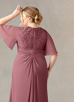 Azazie Carson Mother of the Bride Dresses Desert Rose A-Line V-Neck Lace Chiffon Dress image11