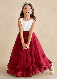 Azazie Vi Flower Girl Dresses Scarlet A-Line Sleeveless Tulle Dress image6