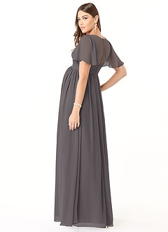 Azazie Verna Maternity Bridesmaid Dresses A-Line V-Neck Ruched Chiffon Floor-Length Dress image4