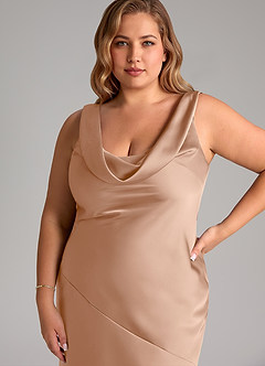 Azazie Rylina Bridesmaid Dresses English Rose Mermaid Stretch Satin Dress image5