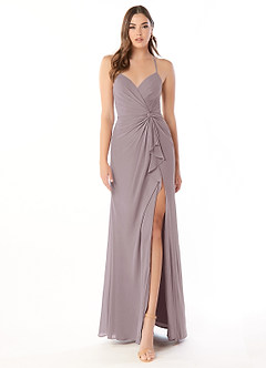 Azazie Aribella Bridesmaid Dresses Dusk Sheath Ruched Chiffon Dress image1