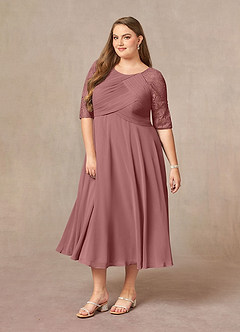 Azazie Dorothea Mother of the Bride Dresses Desert Rose A-Line Scoop lace Chiffon Dress image8