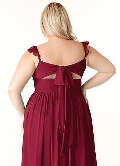 Azazie Metz Bridesmaid Dresses Burgundy A-Line Sweetheart Ruched Chiffon Dress image12