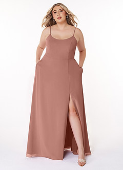 Azazie Moira Bridesmaid Dresses Cedar Rose A-Line Scoop Chiffon Dress image8