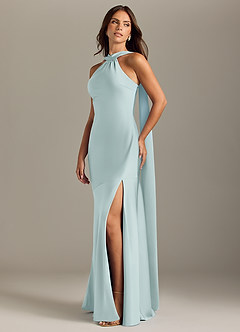 Azazie Kinsley Vestidos de damas de honor Vestido de Neblina de Satén Elástico de Corte Sirena con Corte Lateral image3