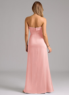 Azazie Aretha Vestidos de damas de honor Vestido Rosa Empolvado de Satén Elástico de Línea A Convertible con Palabra de honor image7