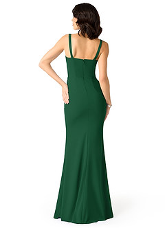 Azazie Gianetta Bridesmaid Dresses Dark Green Mermaid Side Slit Stretch Crepe Dress image2
