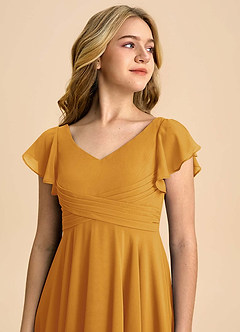 Azazie Caria Junior Butterscotch A-Line Pleated Chiffon Dress image4