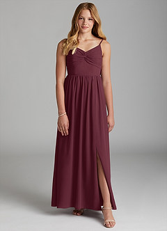 Azazie Zeya Junior A-Linie Chiffon Kleid Cabernetrot image1