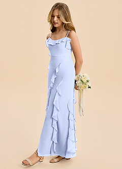 Azazie Phoebe Junior Osłona Marszczony Szyfon Długość podłogi Młodsza druhna Sukienka image3