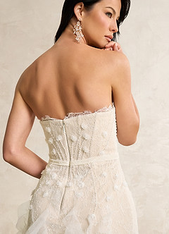 Azazie Ceresia Wedding Dresses Diamond White Champagne Sheath Sequins Tulle Dress image7