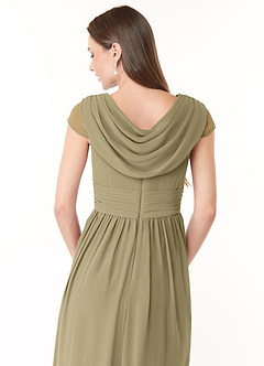 Azazie Organa Abiti da Damigella Abito A-Line in Chiffon Plissettato Verde Muschio image6